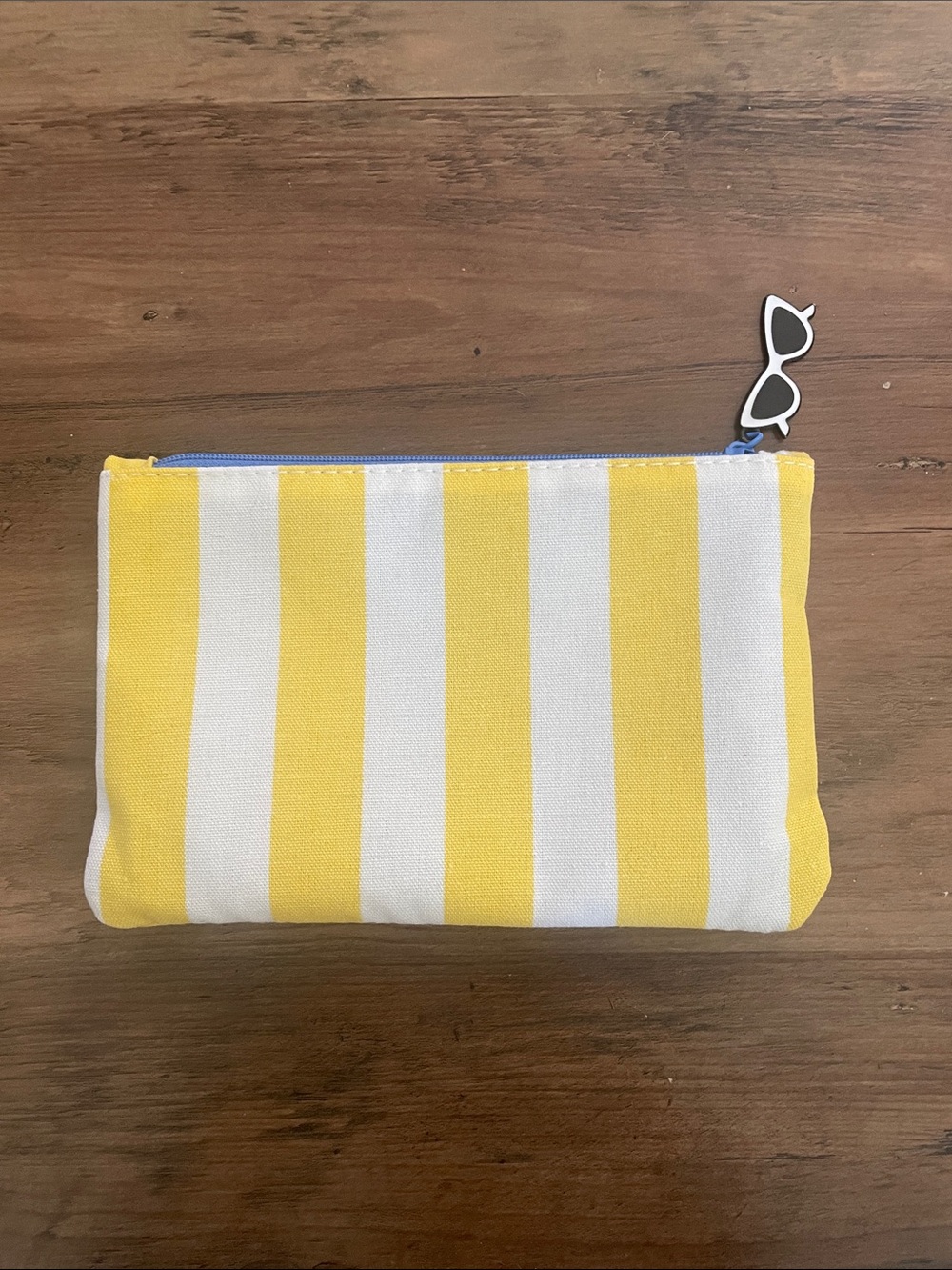 ipsy Yellow and White Striped Cosmetic Pouch